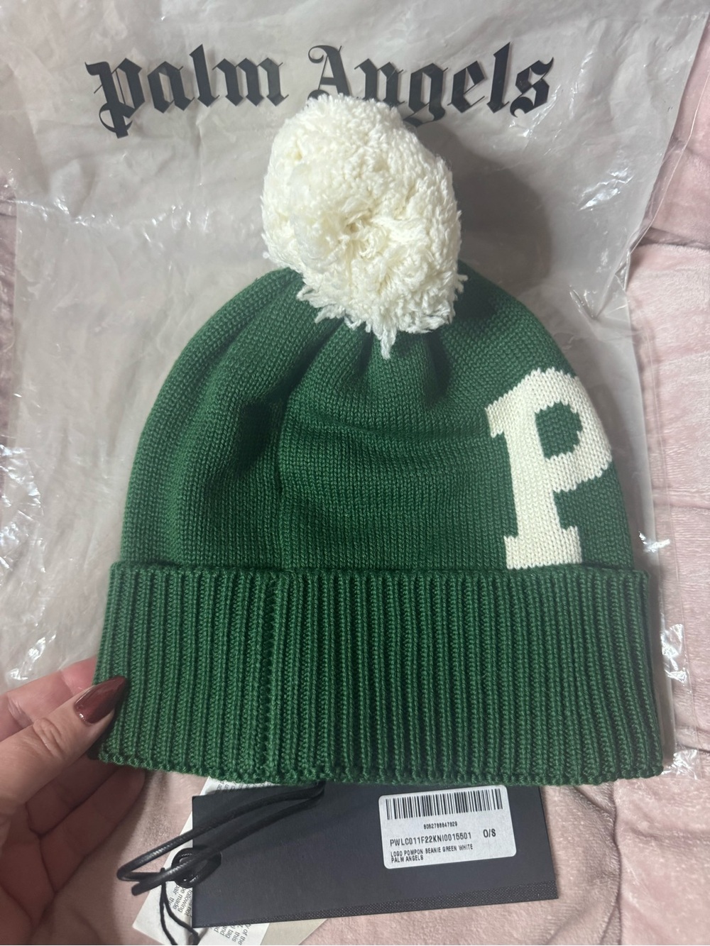 🔥NWT🔥 Palm Angels Green Beanie - Picture 3 of 5